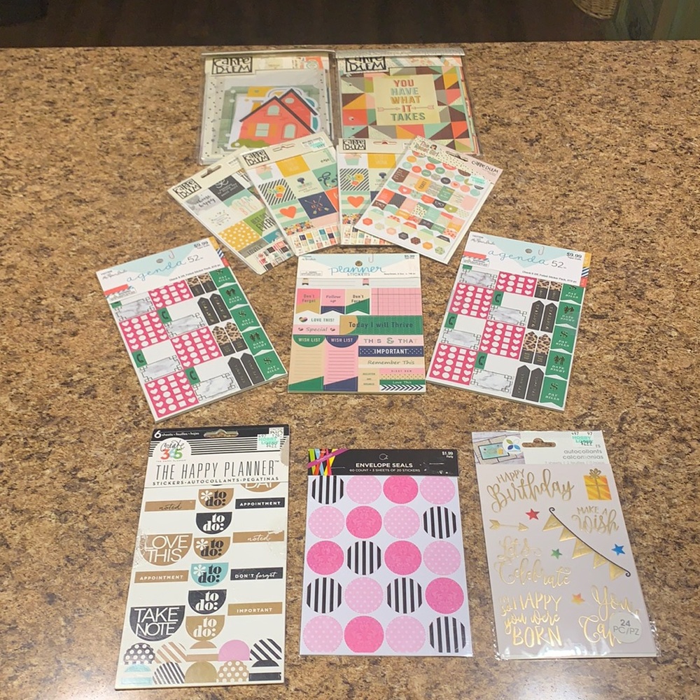 NWT Planner Lot Stickers & Inserts Carpe Diem The Paper Studio Happy Planner - Picture 2 of 4